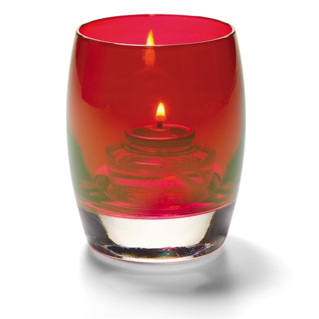 Žvakidė sferinė stiklinė (raudona) (h-9,5 cm, ø7,6 cm; HD8 12 15)