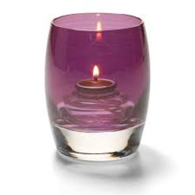 Žvakidė sferinė stiklinė (violetinė) (h-9,5 cm, ø7,6 cm; HD8 12 15)