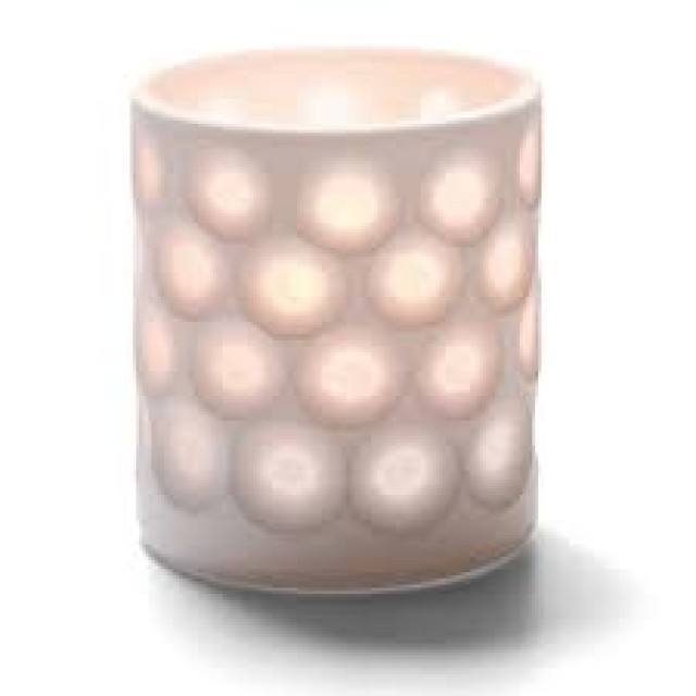 Žvakidė porcelianinė su taškeliais (balta) (h- 8,5 cm, ø7 cm; HD8 12 15 26)