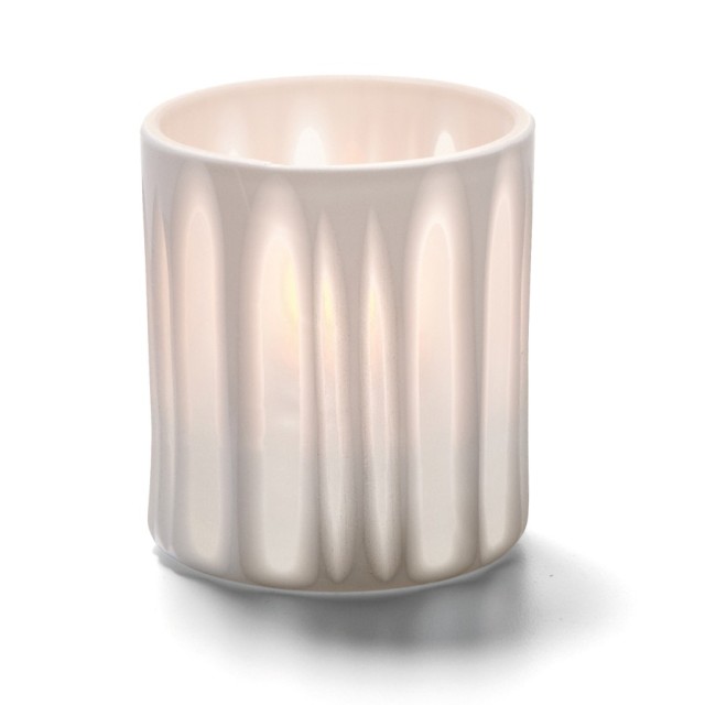 Žvakidė porcelianinė dryžuota (balta) (h- 8,5 cm, ø7 cm; HD8 12 15 26)