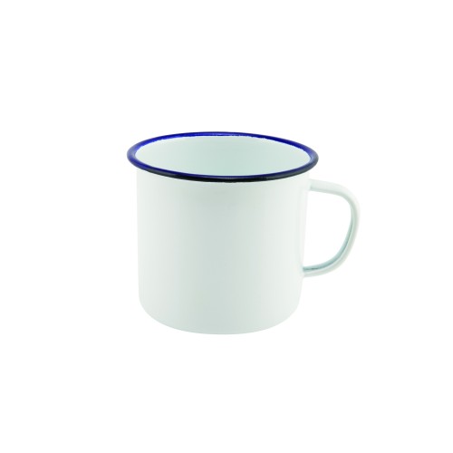 Puodelis Enamel 568 ml, ø10 cm, h-9 cm, baltas mėlynu krašteliu, emaliuotas