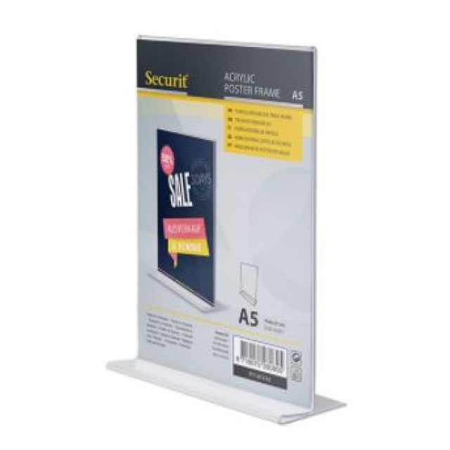 SECURIT skaidrus rėmelis A5, pastatomas vertikaliai