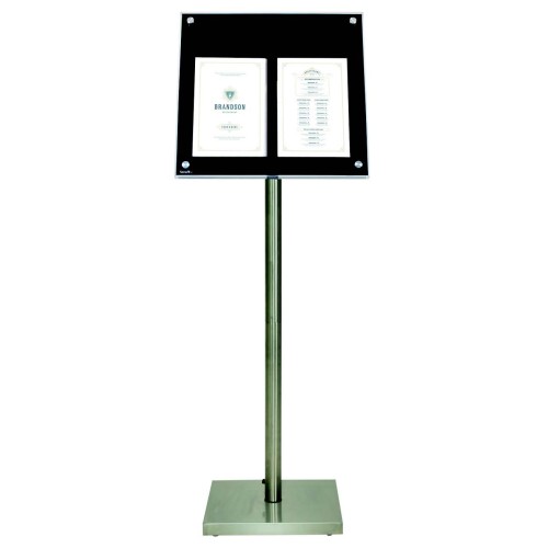 SECURIT informacinis LED stendas Acrylic 2xA4, 21,45x21,06x5,46 cm, pastatomas ar kabinamas, juodos sp., be stovo