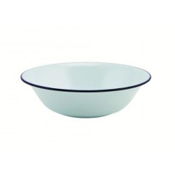 Dubenėlis Enamel 480 ml, ø16 cm, h-4,3 cm, baltas mėlynu krašteliu, emaliuotas