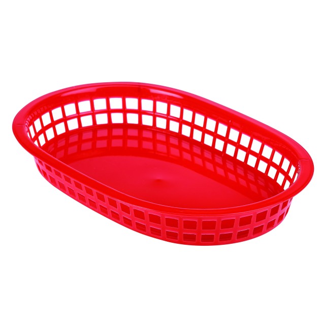 Krepšelis Fastfood 27,5 x17,5cm, ovalus, raudonos sp. plastiko