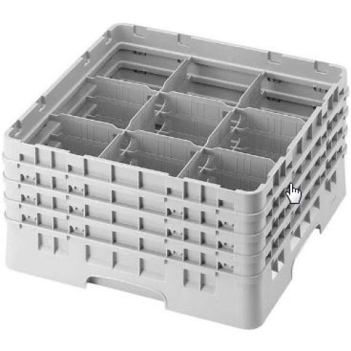 Kasetė taurėms bokalams CAMBRO 9 vietų, h-17,4cm, Ø-14,9cm, pilkos sp.