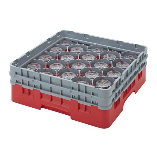 Kasetė taurėms bokalams CAMBRO 20 vietų, h-23,8cm, Ø-9,84cm, raudonos sp.