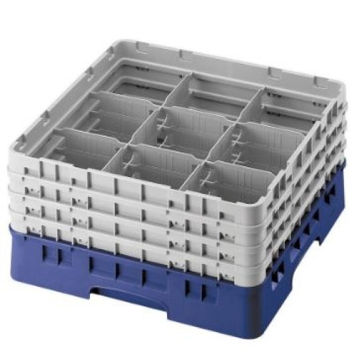 Kasetė taurėms bokalams CAMBRO 9 vietų, h-9.2cm, Ø-14.9cm, t. mėlynos sp.