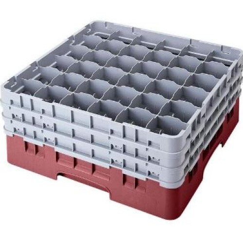 Kasetė taurėms bokalams CAMBRO 36 vietų, h-9,2cm, Ø7,3cm, raudonos sp.