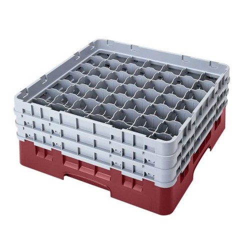 Kasetė taurėms bokalams CAMBRO 49 vietų, h-17,4cm, Ø-6.2 cm, raudonos sp.