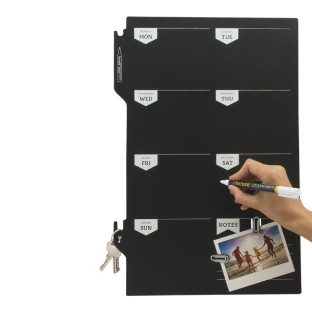 SECURIT kreidinė sieninė lentelė WEEKPLANNER 45x30x0,3cm , su žymekliu