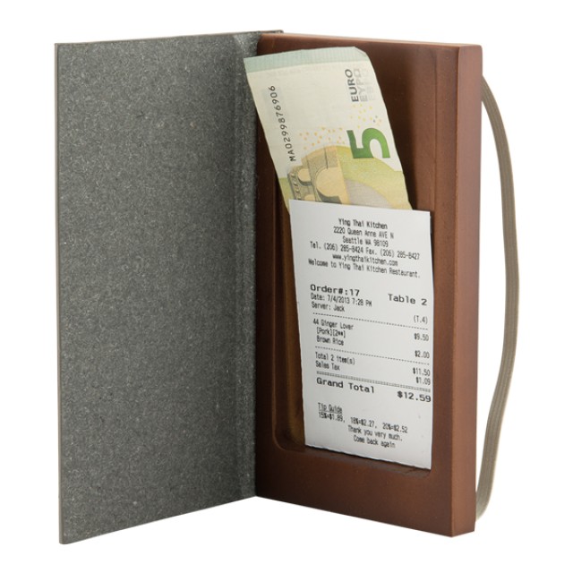 SECURIT knygutė sąskaitai su vieta monetoms 17,9x10x1,8cm, medinė, pilkos sp.