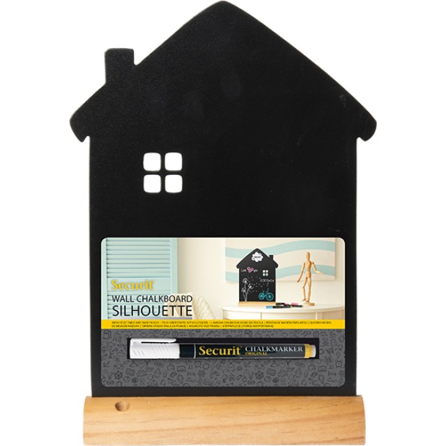 SECURIT stalo kreidinė lentelė siluetas NAMAS 33x21x6 cm,  su mediniu pagrindu ir žymekliu