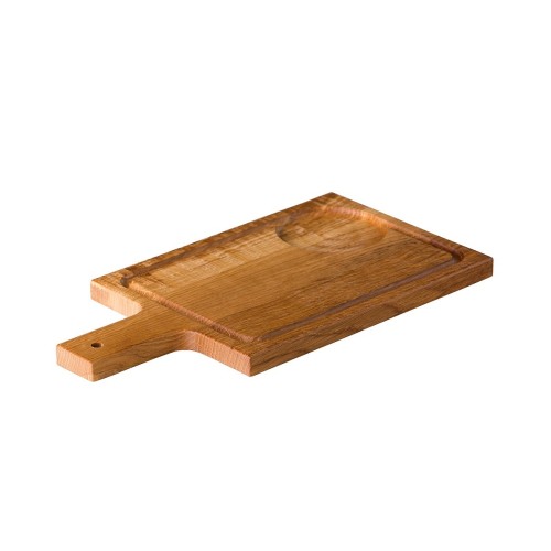 Padėkliukas su rankena ir vieta sriubos padažo indeliui 35 x18 x2 cm, ąžuolinis
