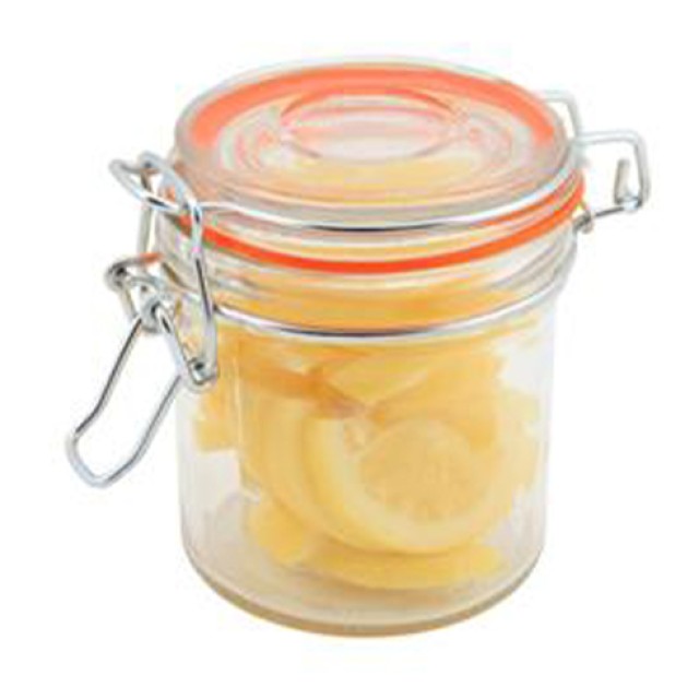 Stiklinis indelis su sandariu dangteliu 125ml, 6,5cm, h-8,1cm