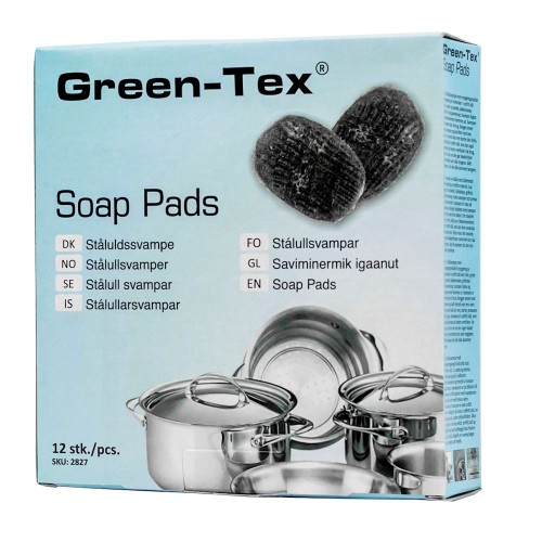 Kempinėlės Green-Tex® su valymo priemone 10 vnt. pak., plieno vatos