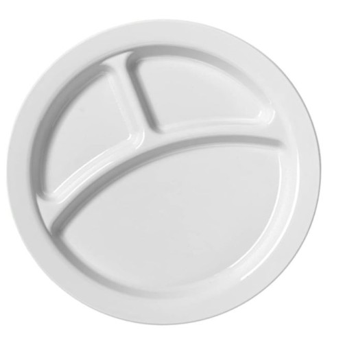 Lėkštė Cambro 22,9 cm, baltos. sp., trijų skyrių, polikarbonato