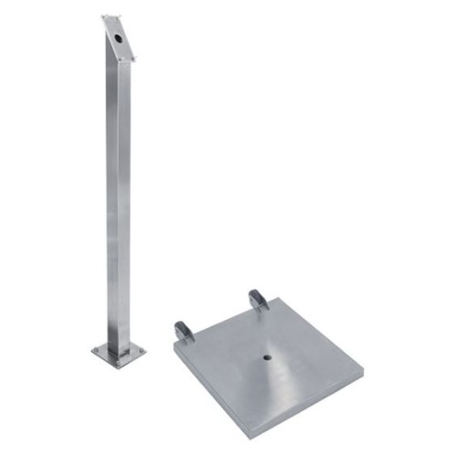 SECURIT stovas ir pagrindas informaciniam LED stendui 120x15x6 cm stovas, 43x38x3 cm pagrindas nerūdijančio plieno