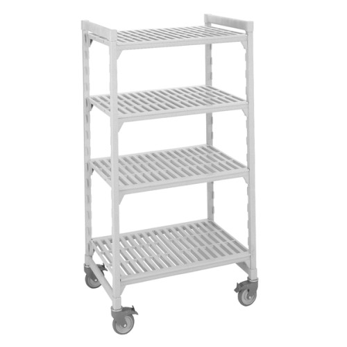 Mobilus stelažas CAMBRO Premium (0,5 x1,08 x1,8 m) (4 stovai + 4 sujungimai + 4 perforuotos lentynos, ratukai)