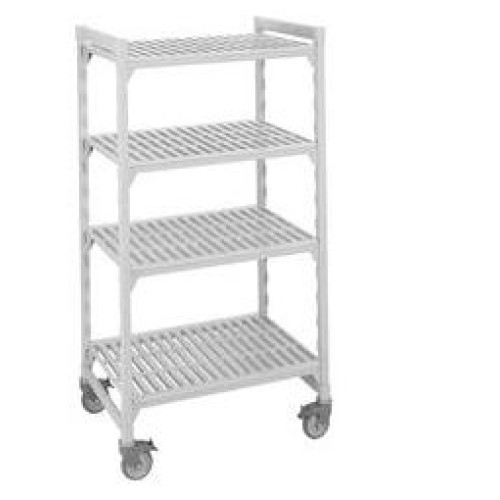 Mobilus stelažas CAMBRO Premium (0,6 x1,28 x1,8 m) (4 stovai + 4 sujungimai + 4 perforuotos lentynos, ratukai)