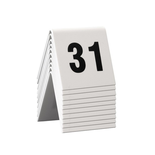 SECURIT stalo numeracijos kortelės nr. 31-40, baltos sp.