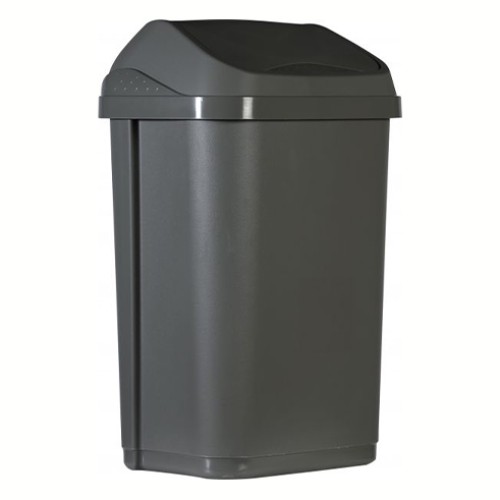 Šiukšliadėžė 10L, su dangčiu, pilka, polipropil.