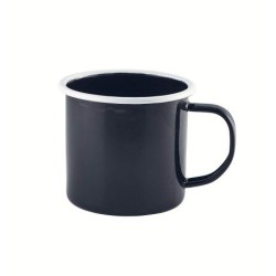 Puodelis Enamel 360 ml, ø9 cm, juodas baltu krašteliu, emaliuotas