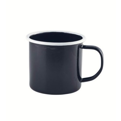 Puodelis Enamel 360 ml, ø9 cm, juodas baltu krašteliu, emaliuotas