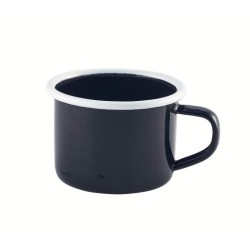 Puodelis Enamel mini 120 ml, ø6 cm, juodas baltu krašteliu, emaliuotas