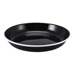 Lėkštė Enamel ø20 cm, juoda baltu krašteliu, emaliuota