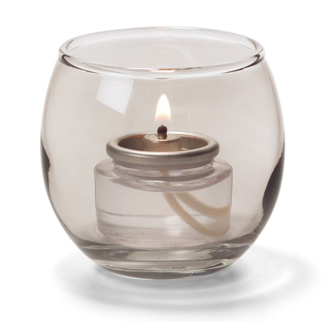 Žvakidė arbatinė stiklinė (burbulo formos, smoke) (h- 6 cm, ø 6,7 cm; HD8 15)