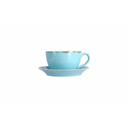 Puodelis su lėkštute Porland Seasons Turquoise 320 ml, turkio sp.