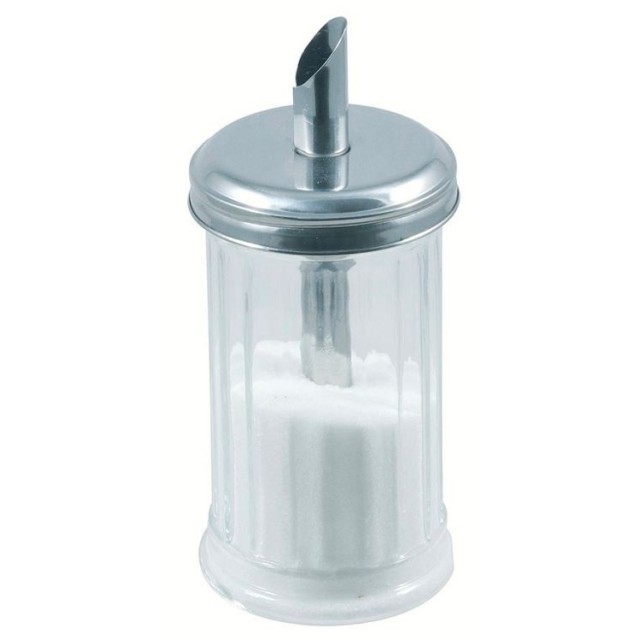 Dozatorius cukrui 300 ml, Ø7 cm,17 cm, stiklo, nerūd. plieno