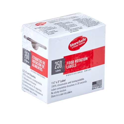 „STORESAFE®“ MAISTO ROTACINĖS ETIKETĖS 24 rulonai, 250 etikečių.