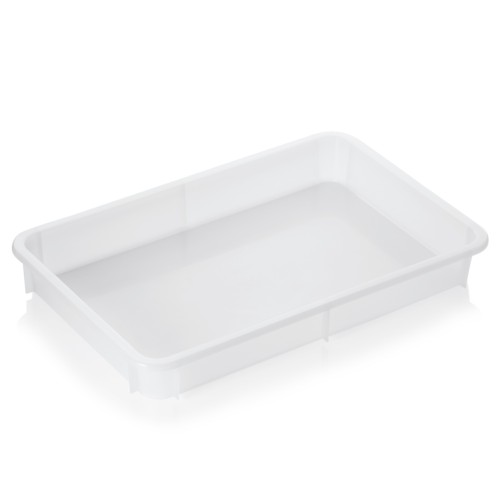 Padėklas-dėžė  picos tešlai 60x40x8 cm plastikinė,baltas