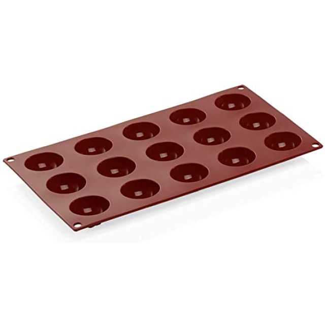 Kepimo forma 15  formelių Ø4 cm pusrutulio formos, silikoninė, raudona