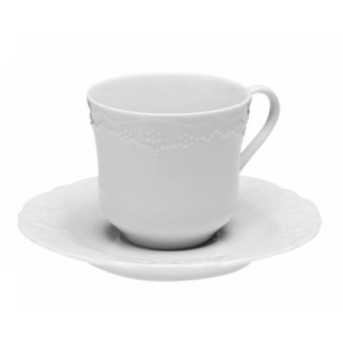 Puodelis su lėkštute Porland Queen 200ml, baltos sp.