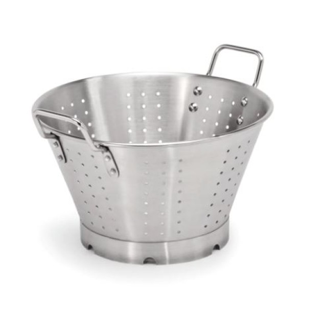 Koštuvas kūginis pastatomas Ø40cm perforuotas,H-22,5cm, n. plieno su dviem  rankenom