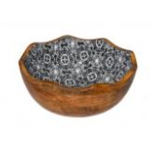 Medinis dubuo juodas su gėlytėm ø30 x11cm