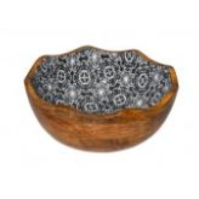 Medinis dubuo juodas su gėlytėm ø30 x11cm