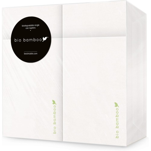 Stalo servetėlės Biobamboo Bio 40x40cm, baltos, 50 vnt. pak., įrankiams