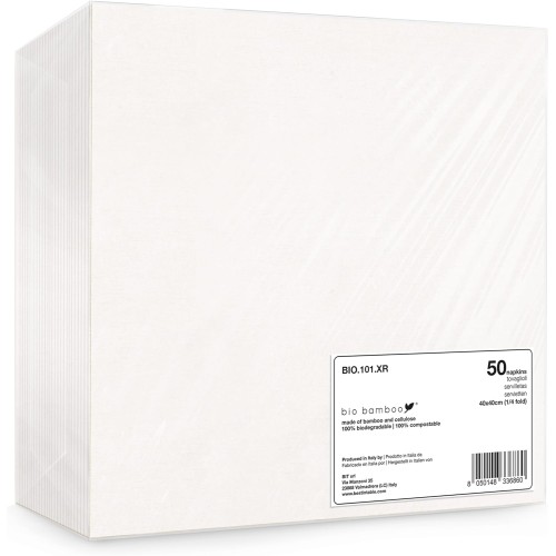 Stalo servetėlės Biobamboo Bio 40x40cm, baltos, 50 vnt. pak.,