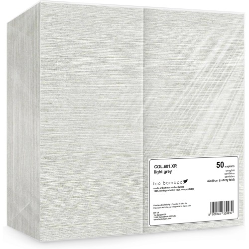 Stalo servetėlės Biobamboo Bio 40x40cm, pilkos, 50 vnt. pak. įrankiams