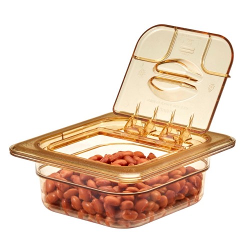 Dangtelis atverčiamas GN1 6 CAMBRO High Heat (gintaro sp., polikarb.) (17,6 x 16,2 cm)