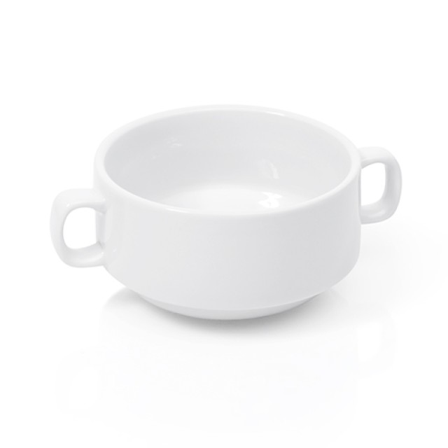Dubenėlis su rankenėlėmis 260 ml, Ø10 cm, h-5,5 cm, baltos sp.