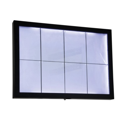 SECURIT informacinis LED XXL stendas 8xA4, 92x5,5cm, dengto plieno, pastatomas ar kabinamas. Stovas, baterija, ratukai užsakoma atskirai