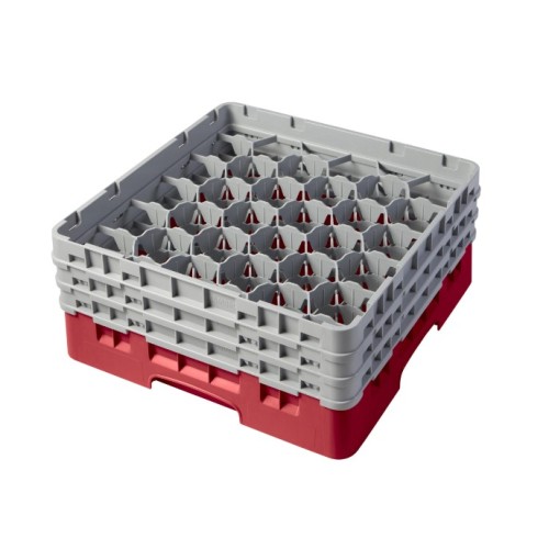 Kasetė taurėms bokalams CAMBRO 30 vietų, h-17,4 cm, Ø-7,94cm, raudonos sp.