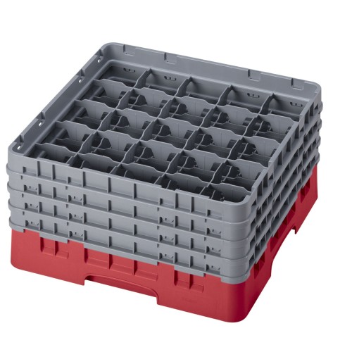 Kasetė taurėms bokalams CAMBRO 25 vietų, h-21,5cm, Ø-8,7cm, raudonos sp.