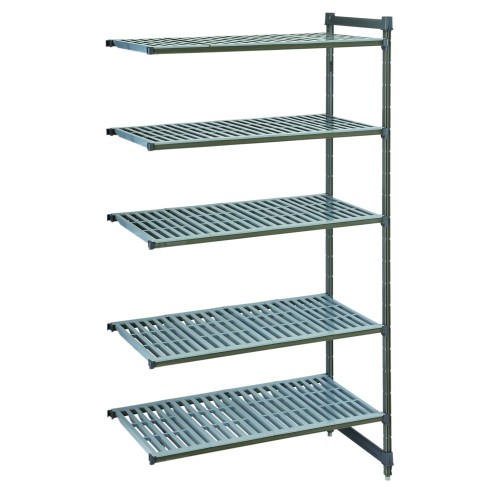 Pridėtinis stovas su sujungimais stelažui CAMBRO Basics series su 5 perforuotomis lentynomis (610x718x2140mm)