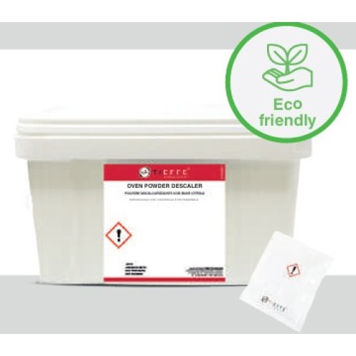 Ekologiška nukalkinimo priemonė milteliais automatinėms krosnims OVEN POWDER DESCALER (100 vnt. kibirėlyje)